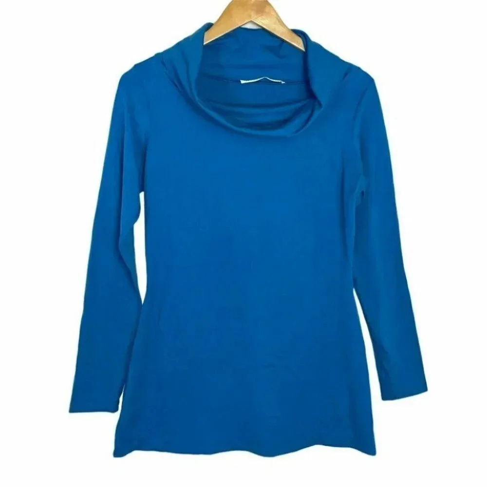 Susana Monaco‎ L turquoise cowl long sleeve top